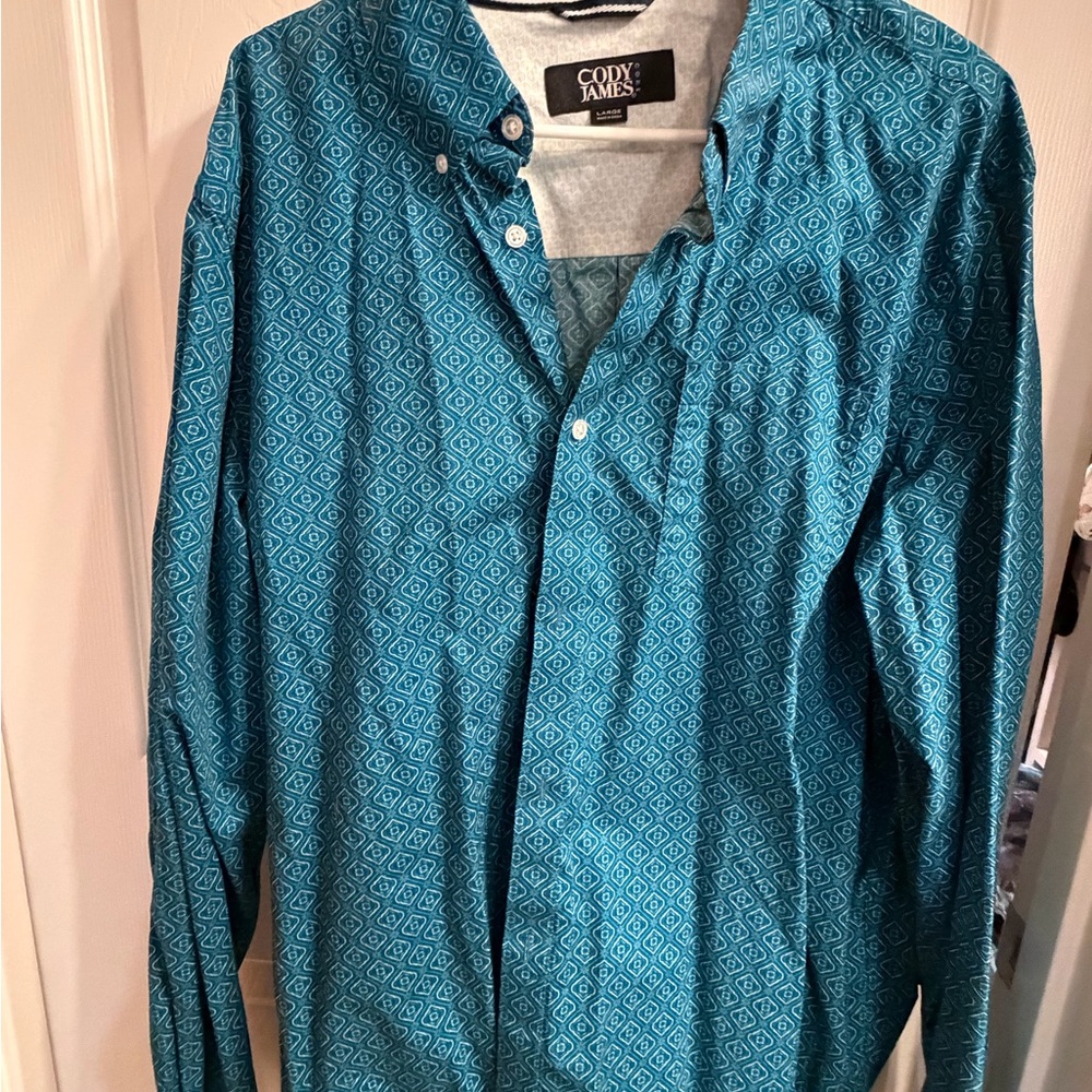 Cody James Teal Geometric Button-Down Shirt
